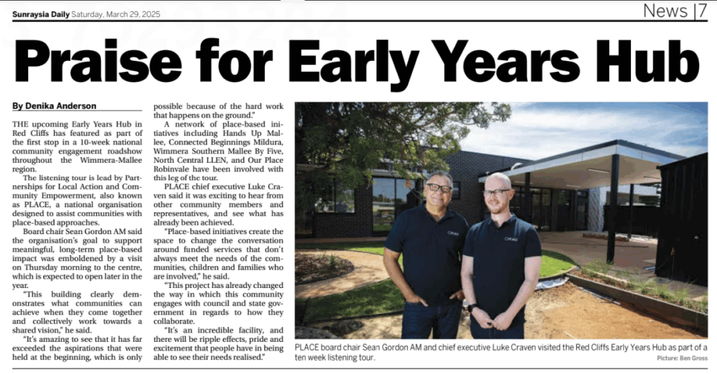 Mar 29 2025 - PLACE Roadshow - Red Cliffs Early Yeras Hub