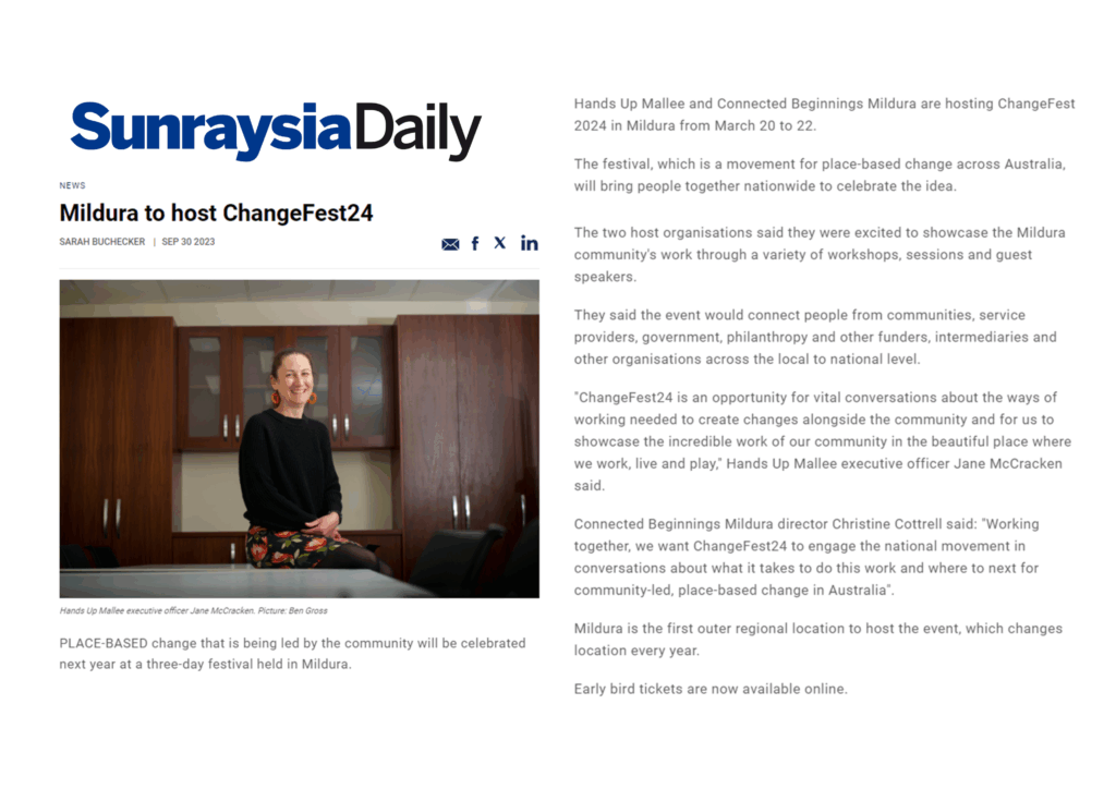 Sep 30 2023 - Mildura to Host ChangeFest24